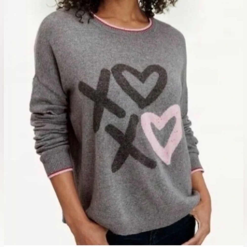 SPLENDID M XOXO  💕 Gray Valentine’s cashmere wool blend crewneck sweater